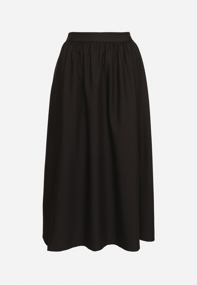 Czarna Rozkloszowana Spódnica z Wiskozą Jenneva