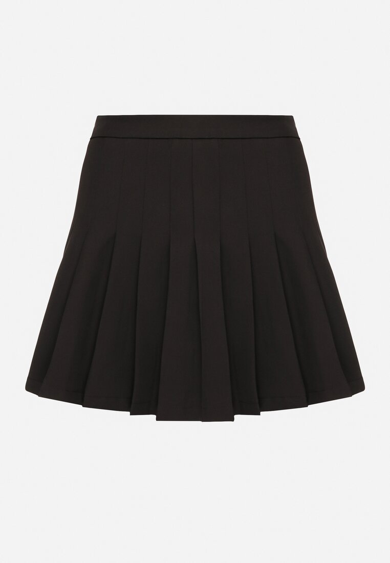 Czarne Wiskozowe Spódnico-Spodenki High Waist z Plisami Annelin