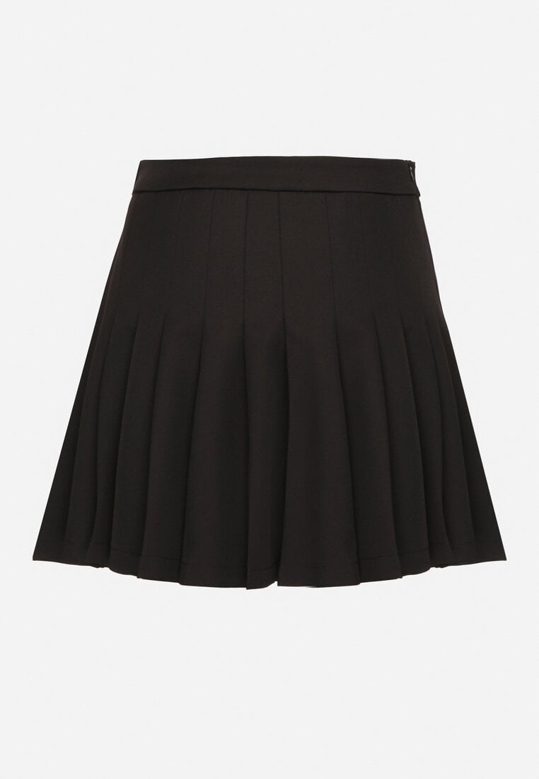 Czarne Wiskozowe Spódnico-Spodenki High Waist z Plisami Annelin