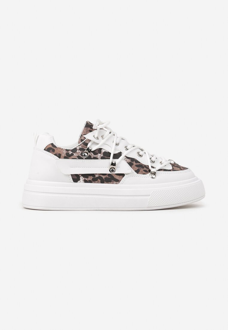 Białe Sneakersy z Panterkowym Wzorem Calidi
