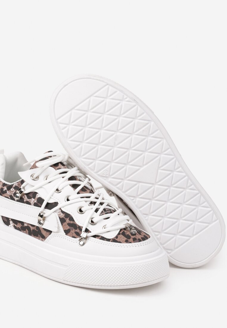 Białe Sneakersy z Panterkowym Wzorem Calidi