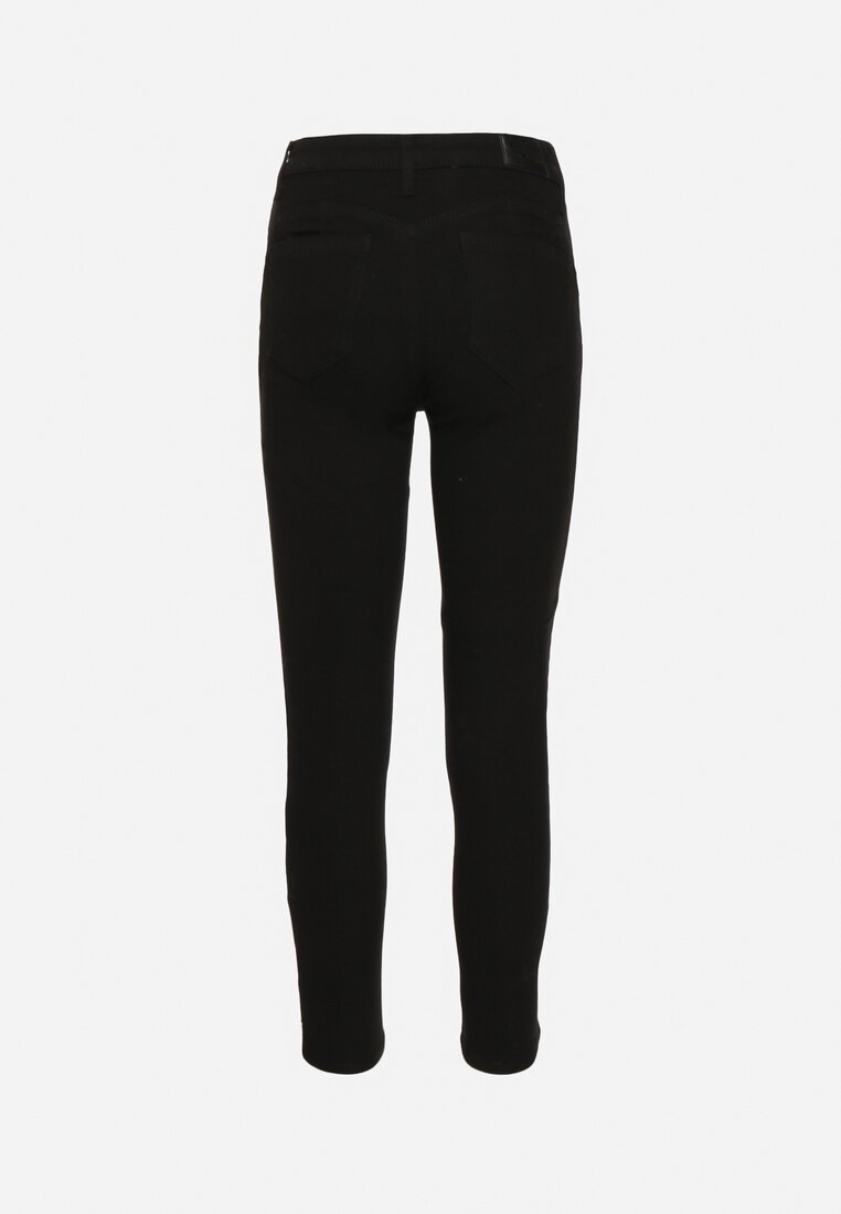 Czarne Jeansy Skinny z Efektem Push Up Ozdobione Guzikami Zolvila