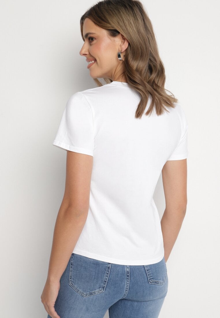 Biały Klasyczny T-shirt z Bawełny Lorali