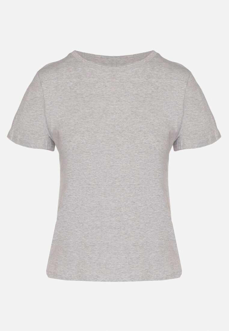 Szary Klasyczny T-shirt z Bawełny Lorali