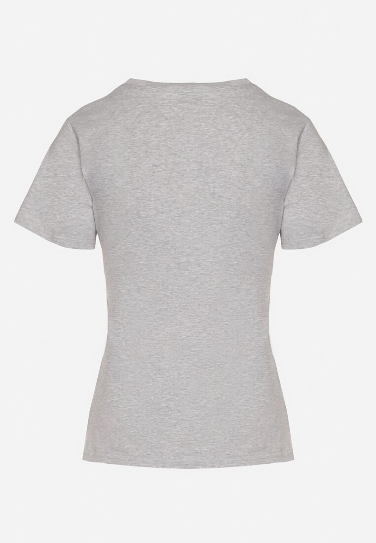 Szary Klasyczny T-shirt z Bawełny Lorali