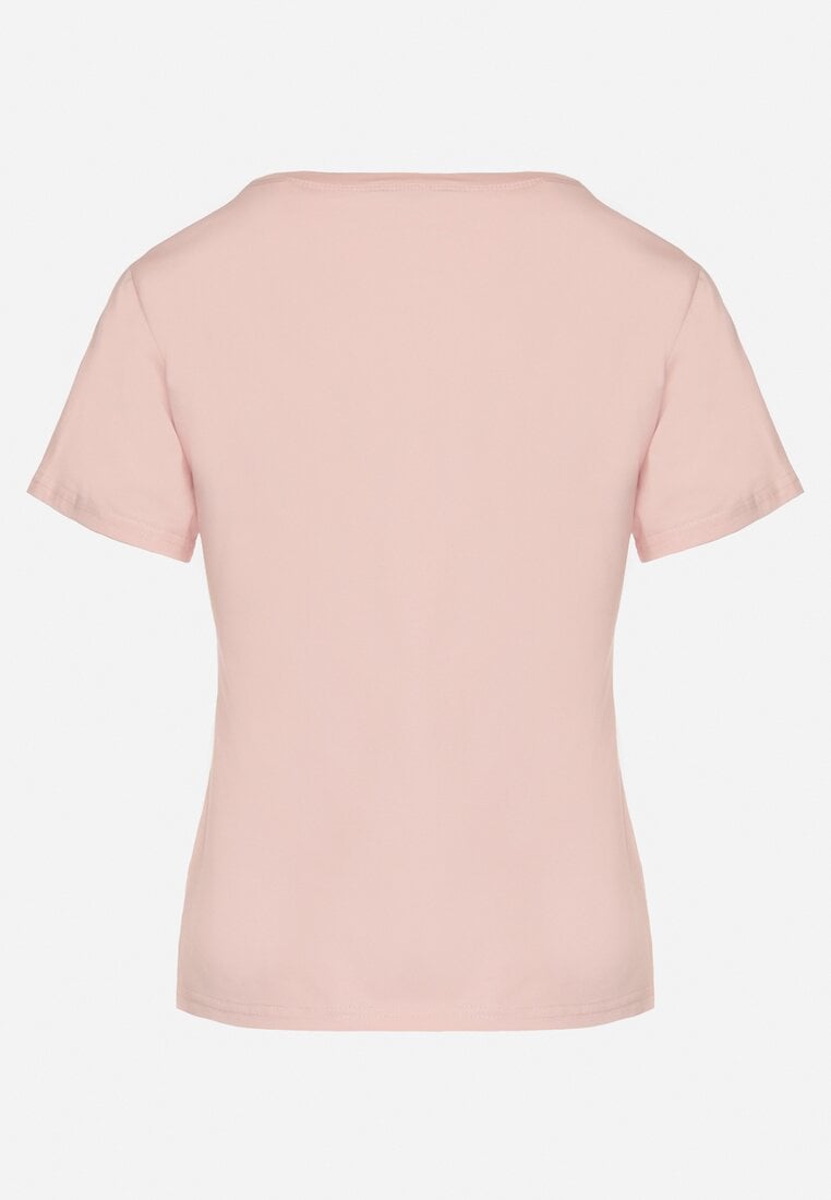 Różowy Klasyczny T-shirt z Bawełny Lorali