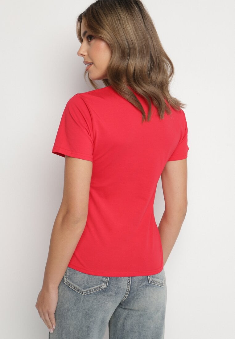 Czerwony Klasyczny T-shirt z Bawełny Lorali