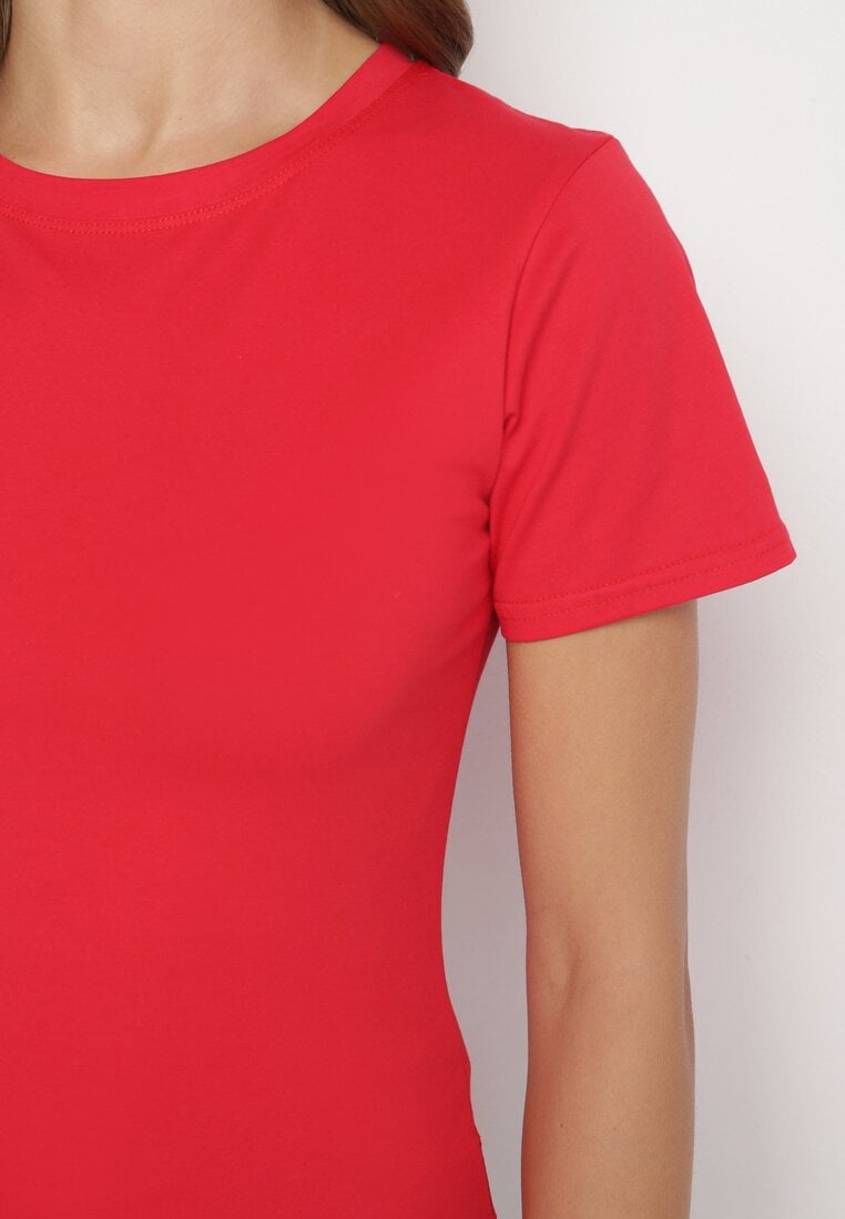 Czerwony Klasyczny T-shirt z Bawełny Lorali