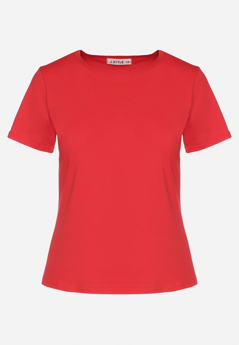 Czerwony Klasyczny T-shirt z Bawełny Lorali