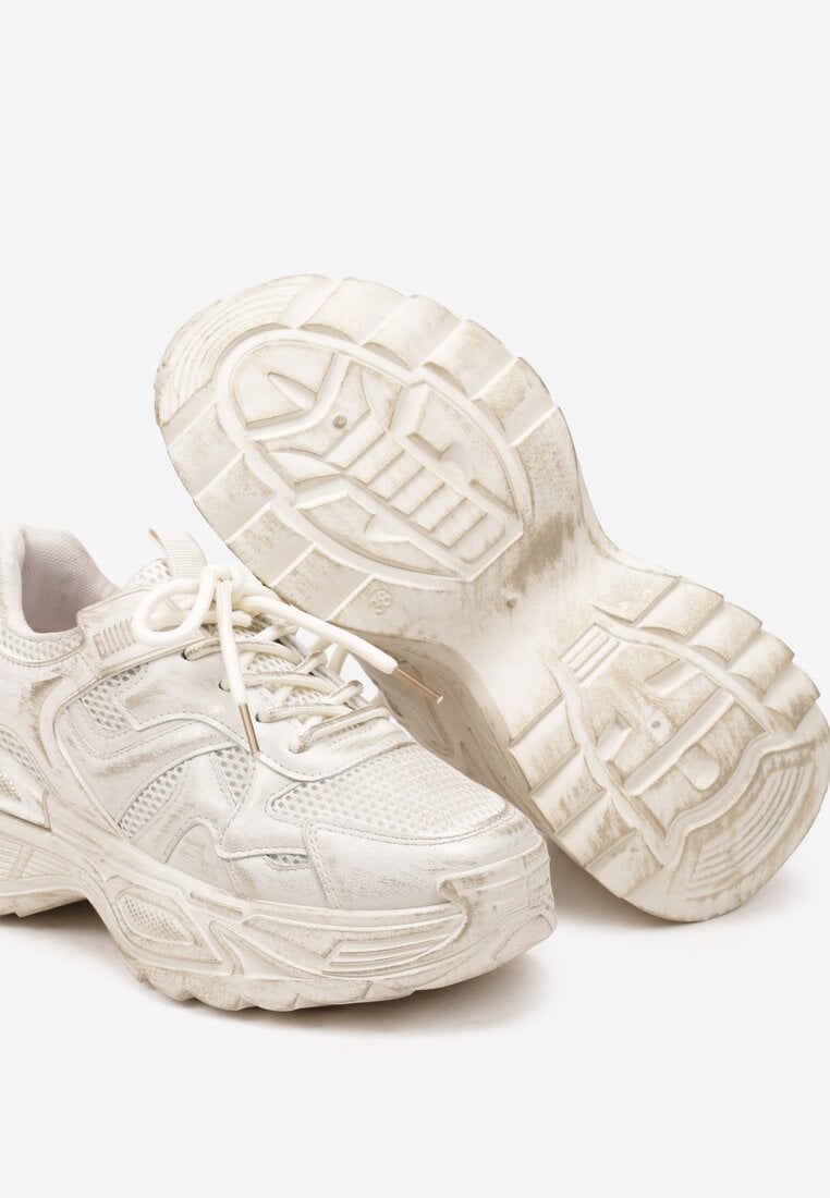 Beżowe Sneakersy na Grubej Podeszwie z Tłoczeniami Sadeoriel