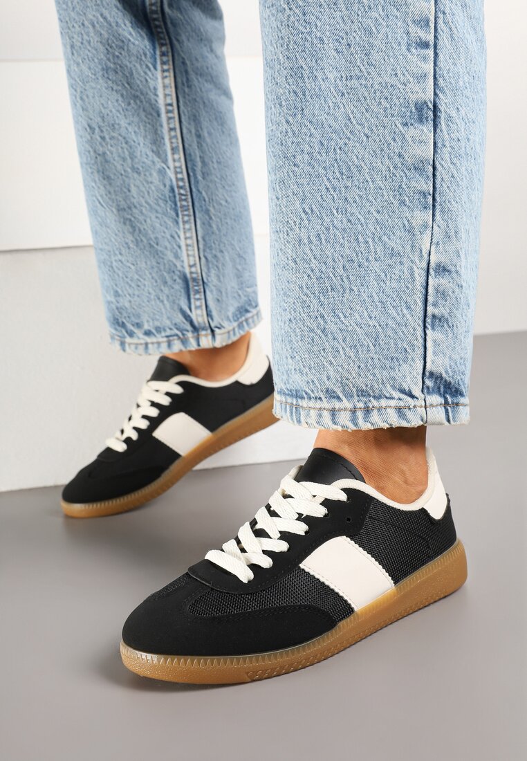 Czarne Sneakersy Retro w Stylu Klasycznych Tenisówek Tanonea