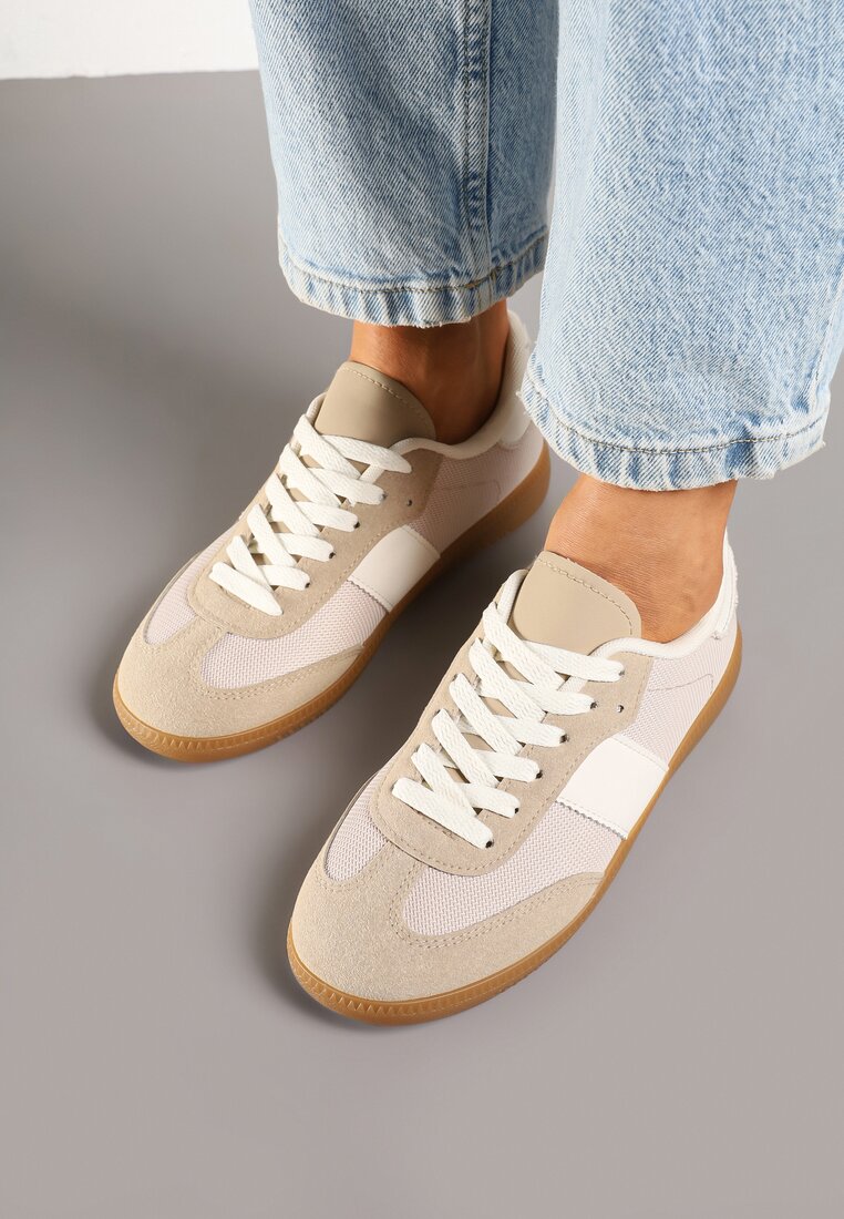 Ciemnobeżowe Sneakersy Retro w Stylu Klasycznych Tenisówek Tanonea