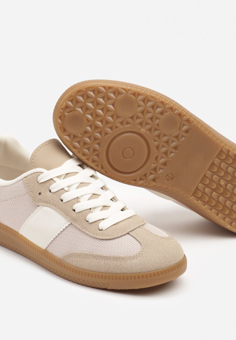 Ciemnobeżowe Sneakersy Retro w Stylu Klasycznych Tenisówek Tanonea