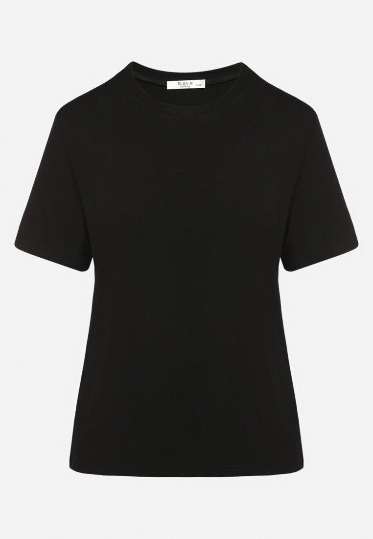 Czarny Wiskozowy T-shirt w Klasycznym Stylu Arivoria