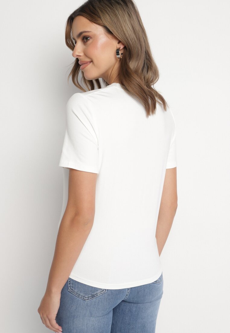 Biały Wiskozowy T-shirt w Klasycznym Stylu Arivoria