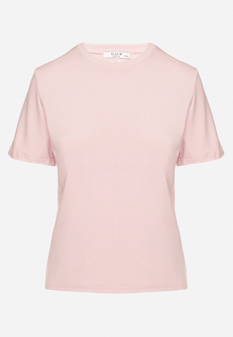 Różowy Wiskozowy T-shirt w Klasycznym Stylu Arivoria