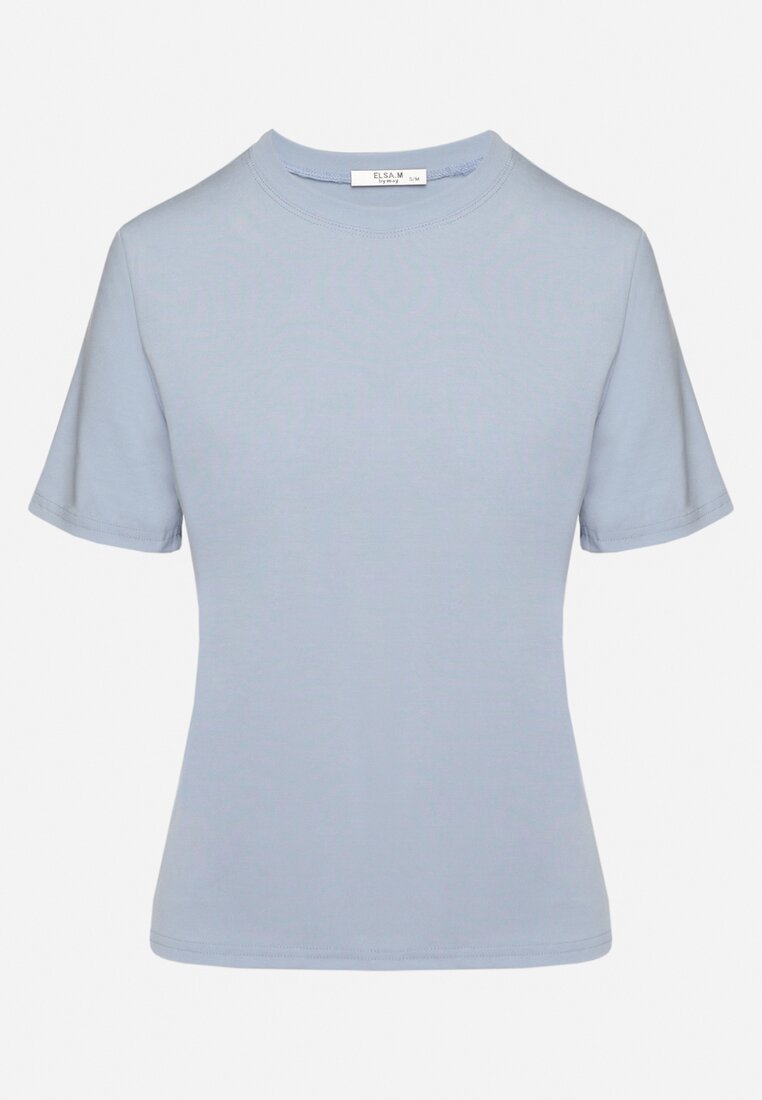Niebieski Wiskozowy T-shirt w Klasycznym Stylu Arivoria
