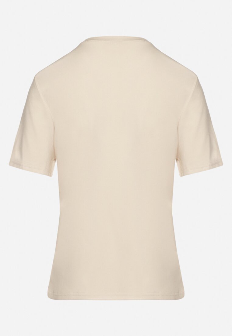 Beżowy Wiskozowy T-shirt w Klasycznym Stylu Arivoria