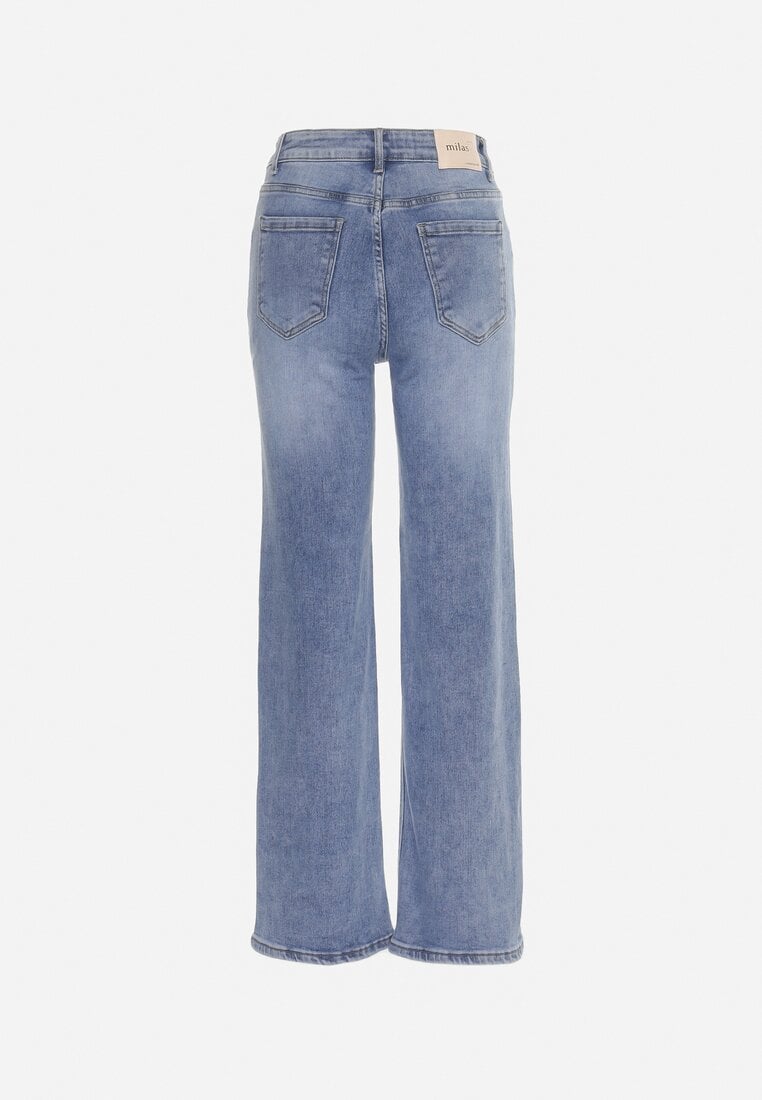 Niebieskie Jeansy o Szerokim Kroju z Regularnym Stanem Ravionis