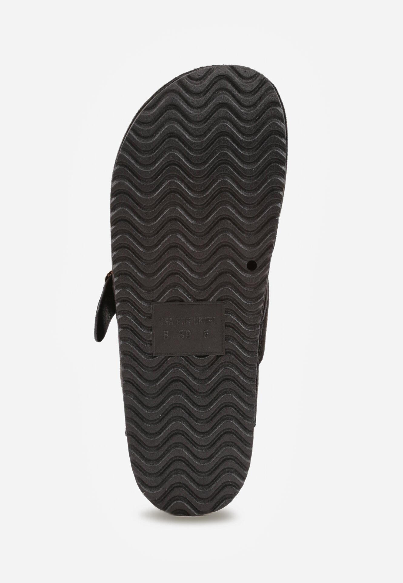 Czarne Klapki z Ozdobnym Paskiem i Klamrą Calevelis