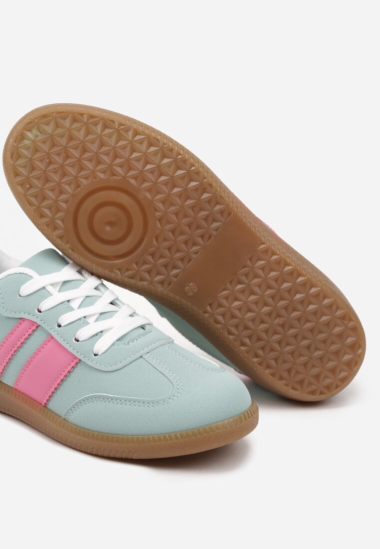 Jasnozielone Sneakersy Tenisówki z Ozdobnymi Paskami Danavin