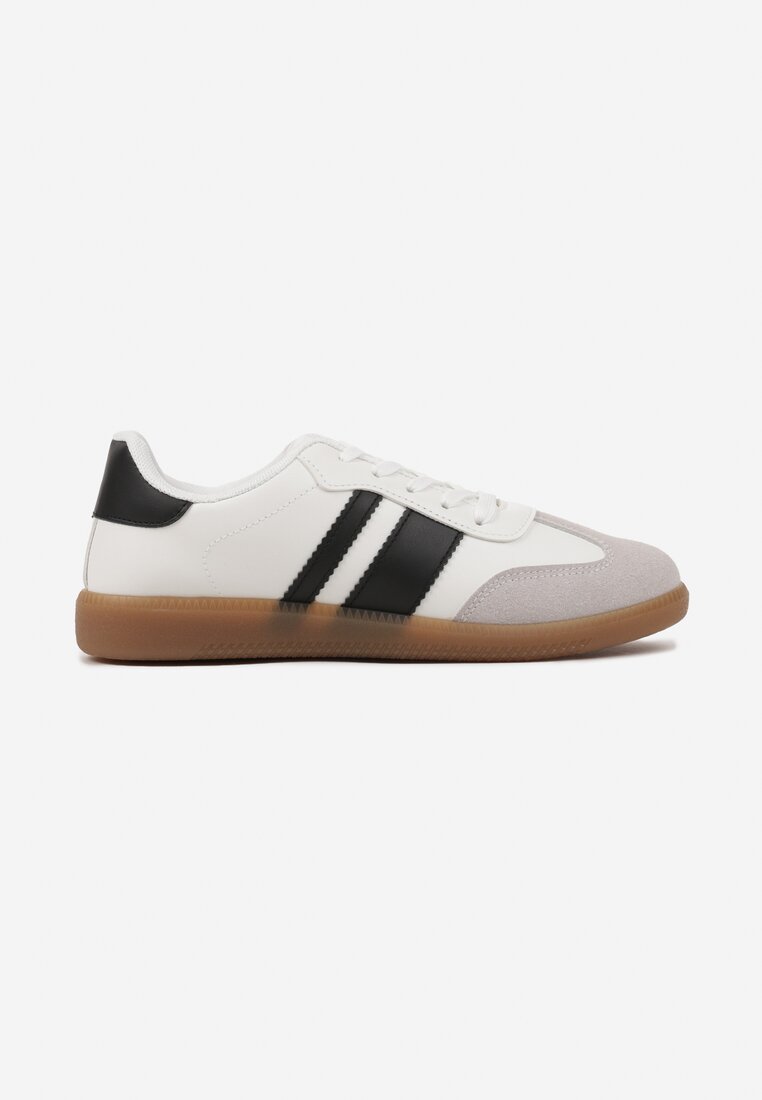 Biało-Czarne Sneakersy Tenisówki z Ozdobnymi Paskami Danavin