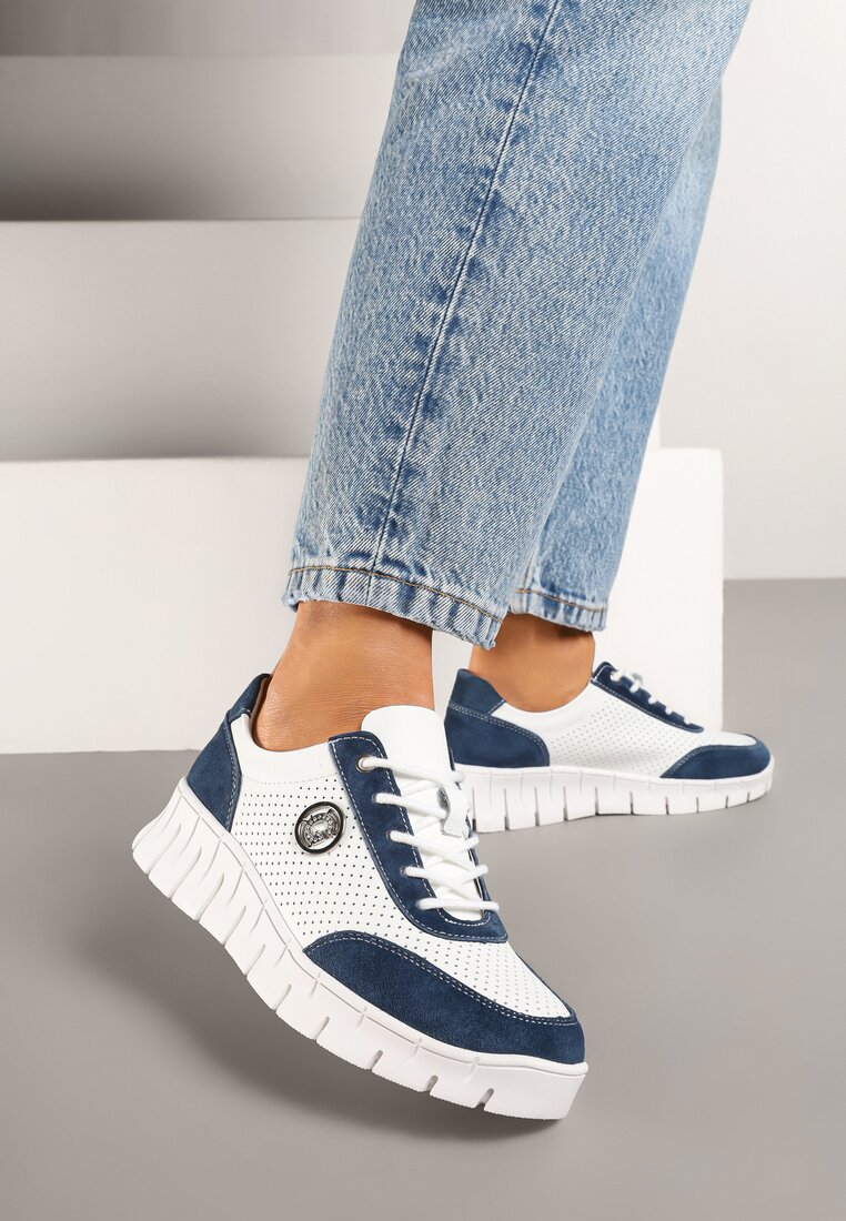 Sneakers Alb cu bleumarin