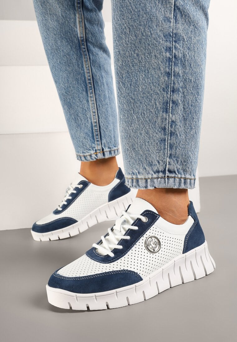 Sneakers Alb cu bleumarin