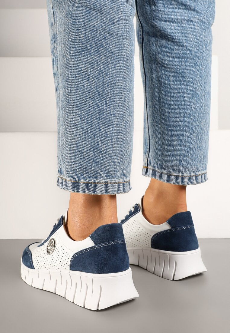 Sneakers Alb cu bleumarin