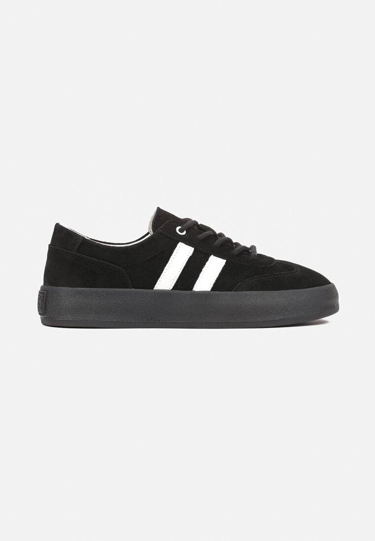 Czarne Skórzane Sneakersy w Stylu Kultowych Tenisówek Rerionelle