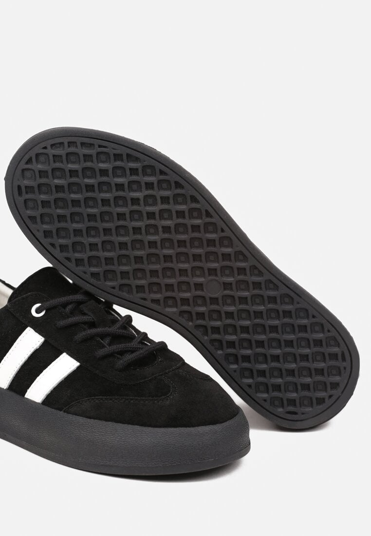 Czarne Skórzane Sneakersy w Stylu Kultowych Tenisówek Rerionelle