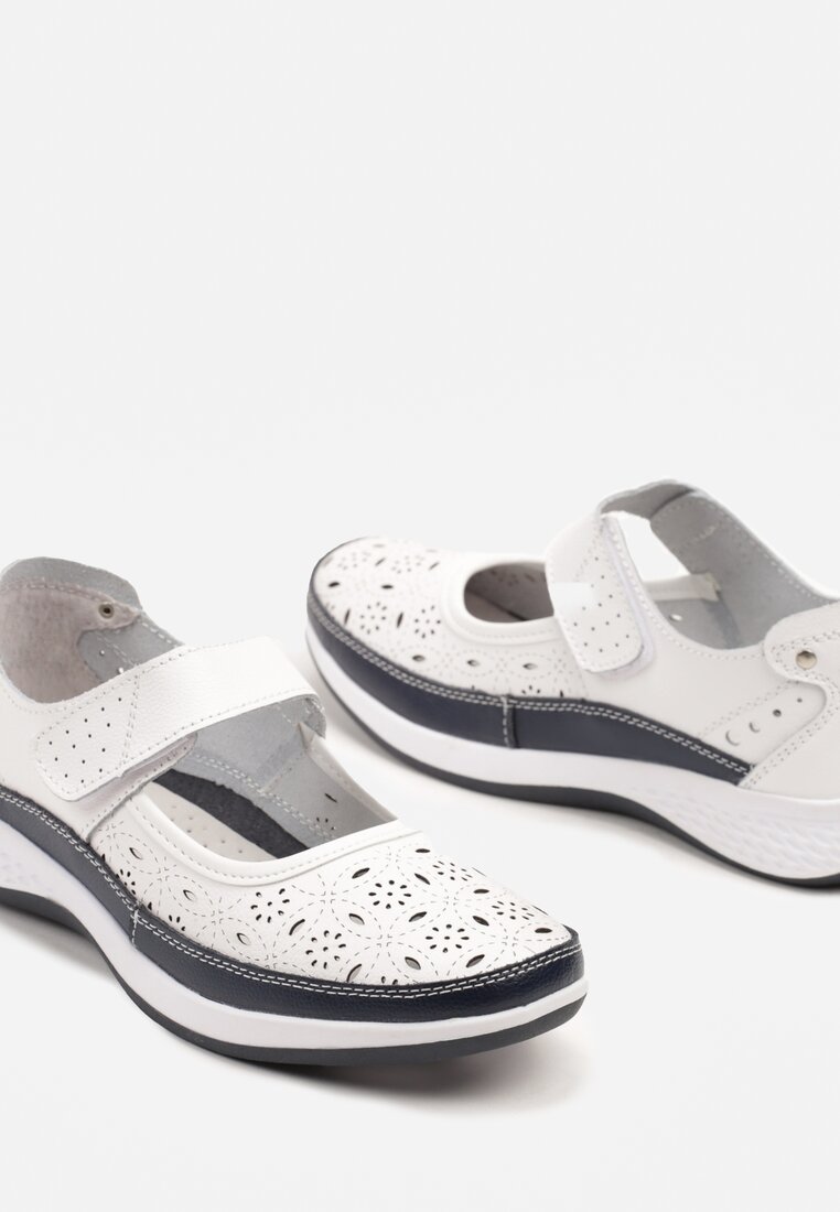 Pantofi casual Alb cu bleumarin