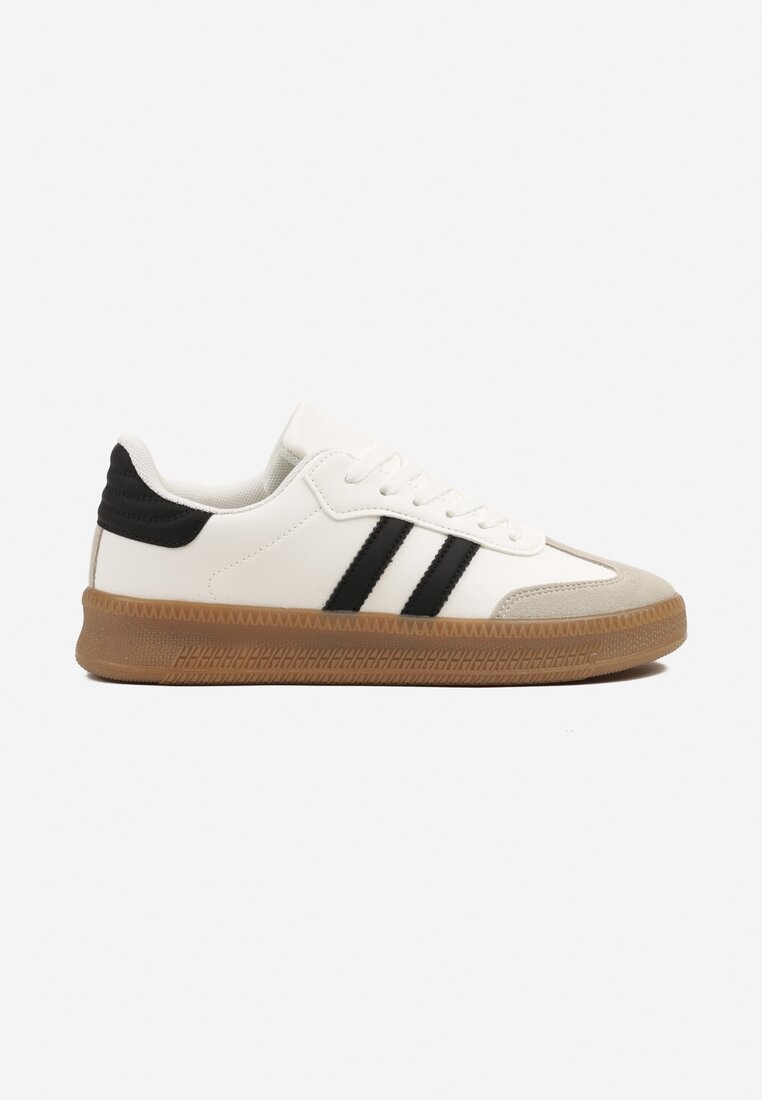 Biało-Czarne Sneakersy na Grubej Podeszwie z Ozdobnymi Paskami Neveletta