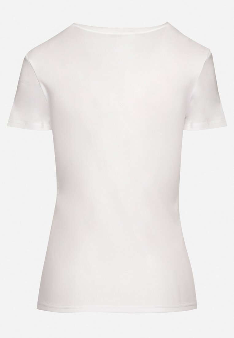Biały Bawełniany T-shirt z Metalicznym Napisem Xalaviel
