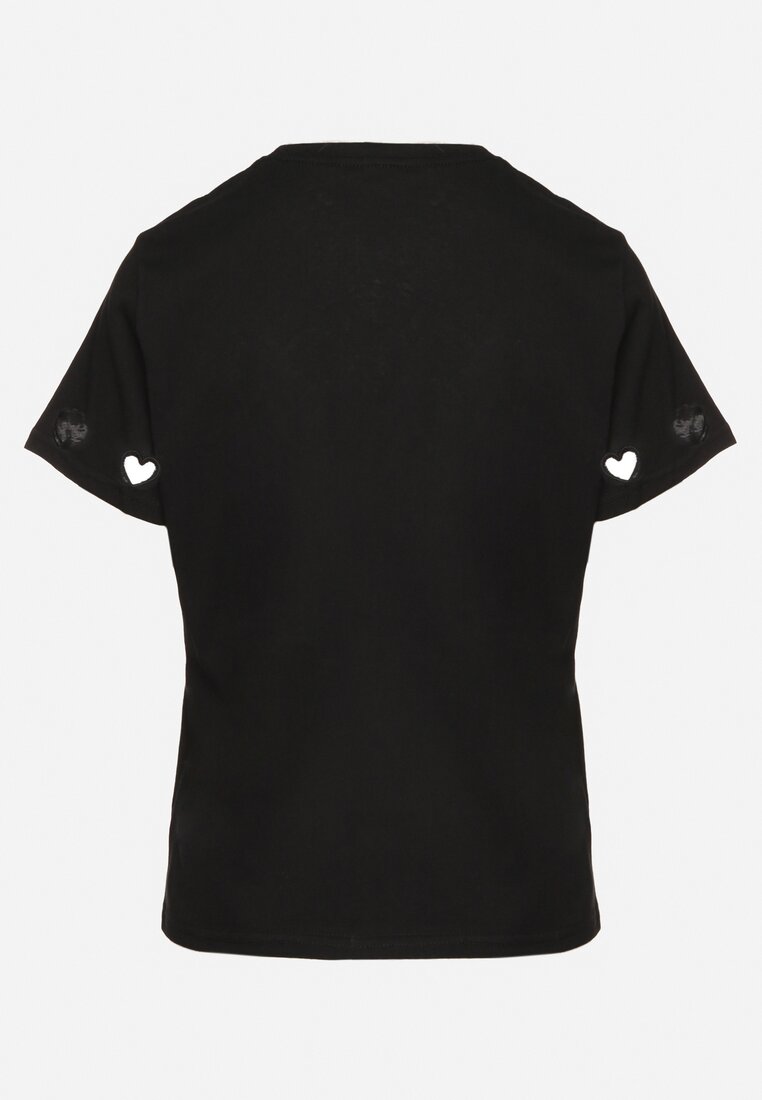 Czarny T-shirt z Bawełny z Motywem Serc Isvivis