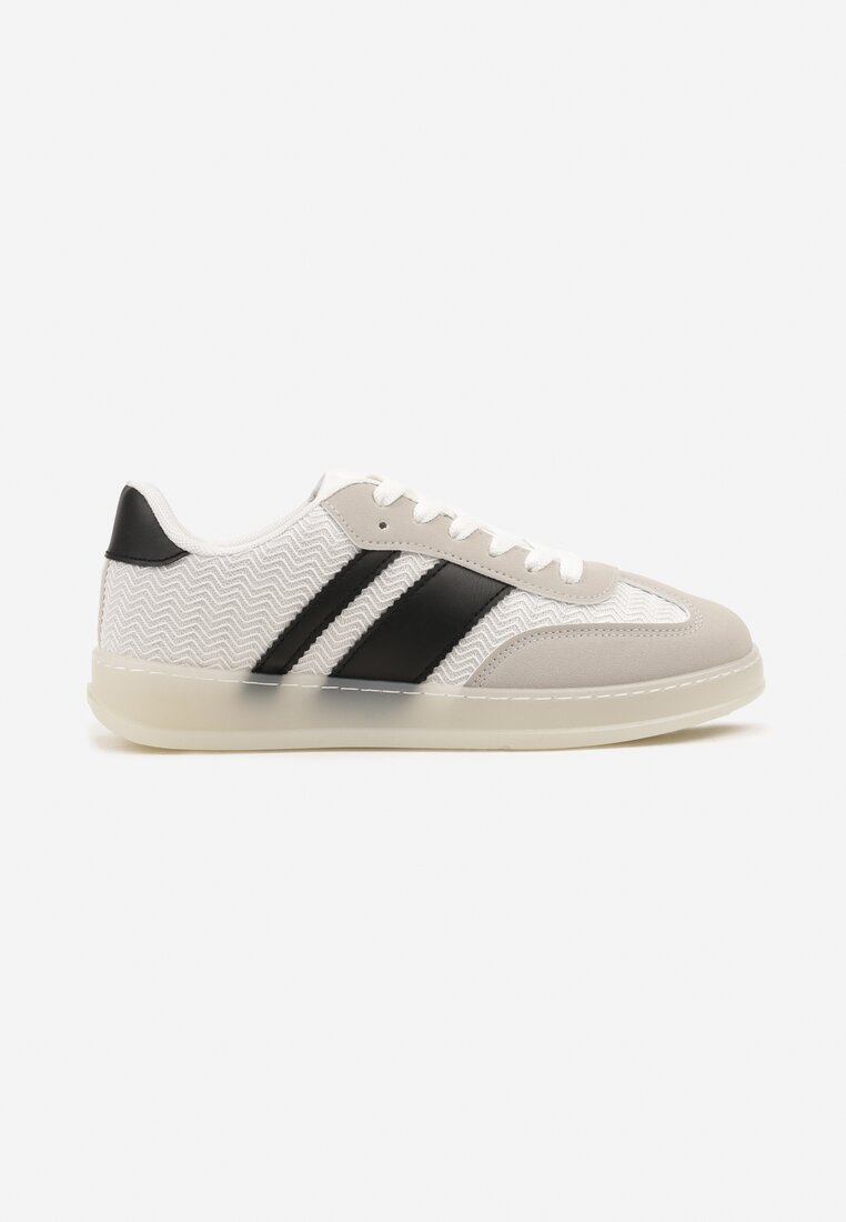 Biało-Czarne Sneakersy Tenisówki z Geometrycznym Wzorem Eleamila