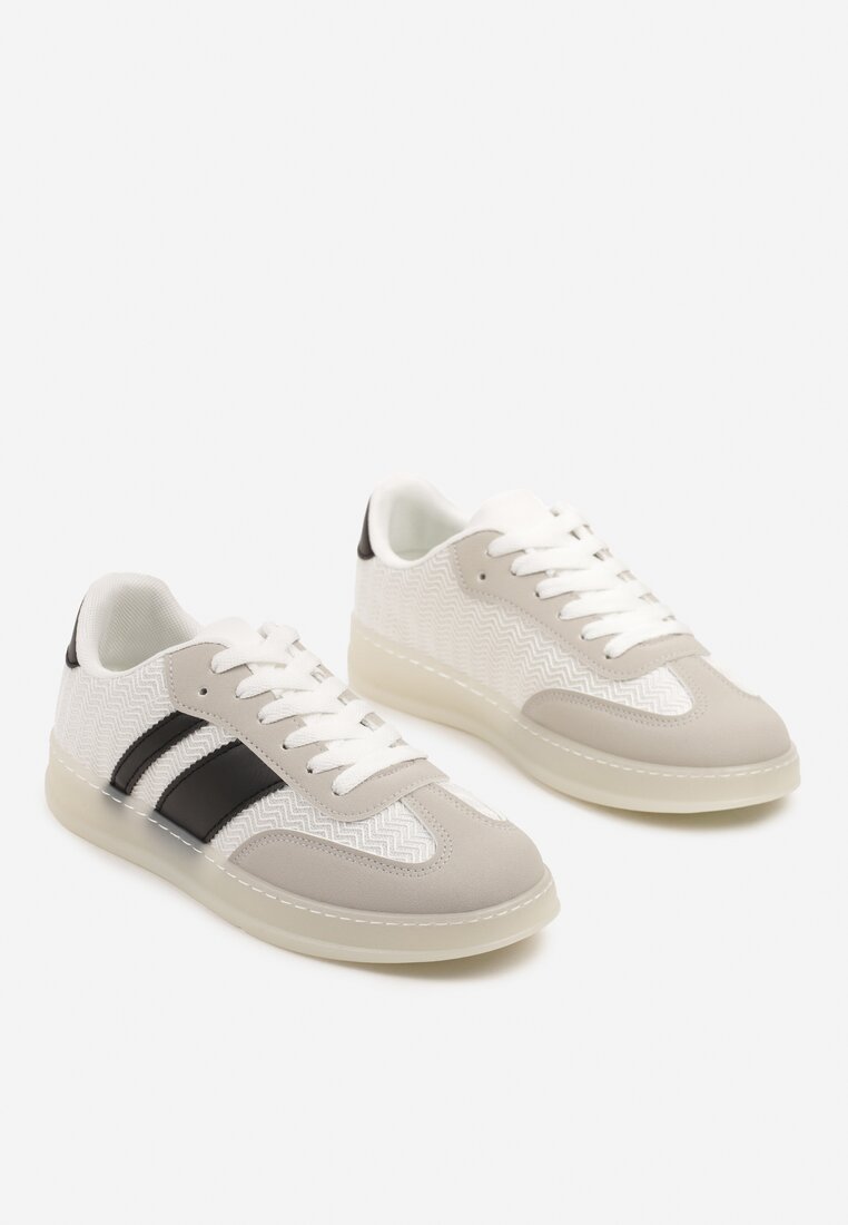 Biało-Czarne Sneakersy Tenisówki z Geometrycznym Wzorem Eleamila