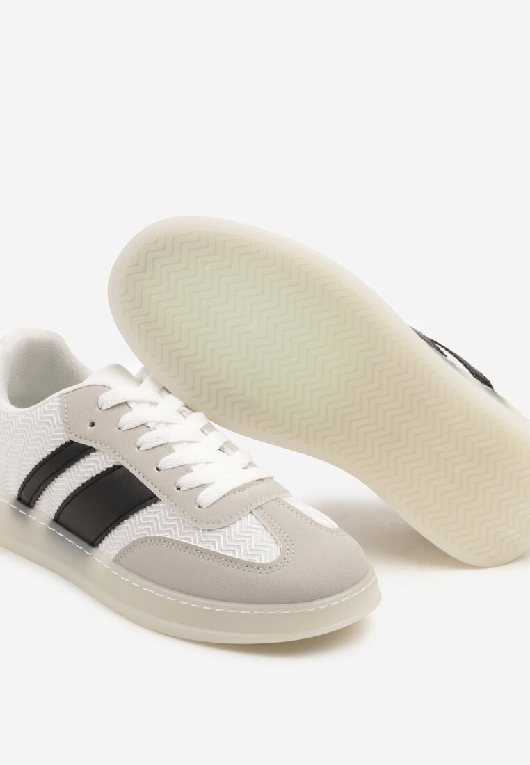 Biało-Czarne Sneakersy Tenisówki z Geometrycznym Wzorem Eleamila