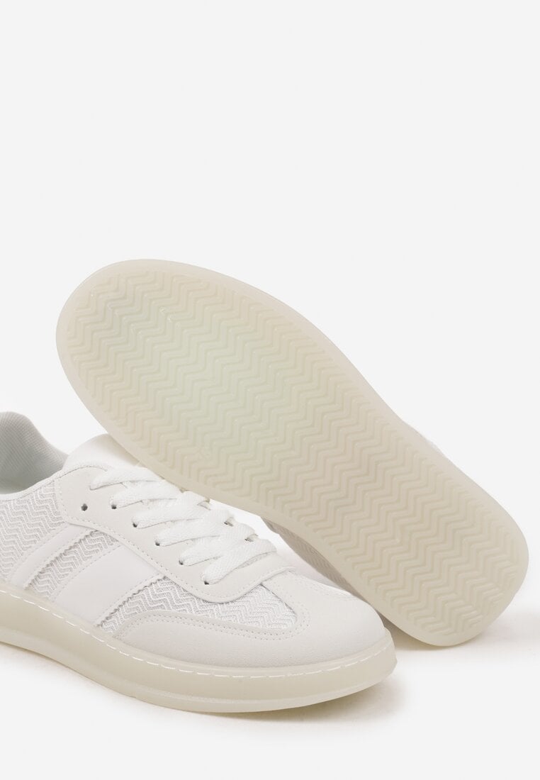 Białe Sneakersy Tenisówki z Geometrycznym Wzorem Eleamila
