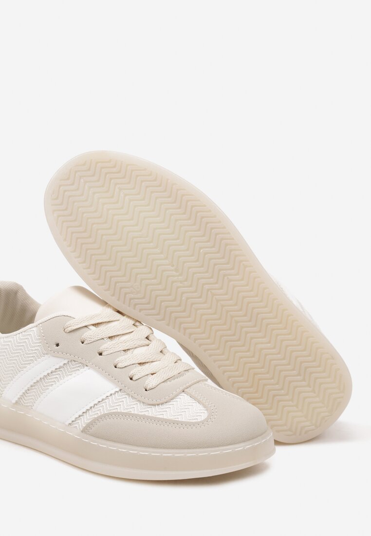 Beżowe Sneakersy Tenisówki z Geometrycznym Wzorem Eleamila