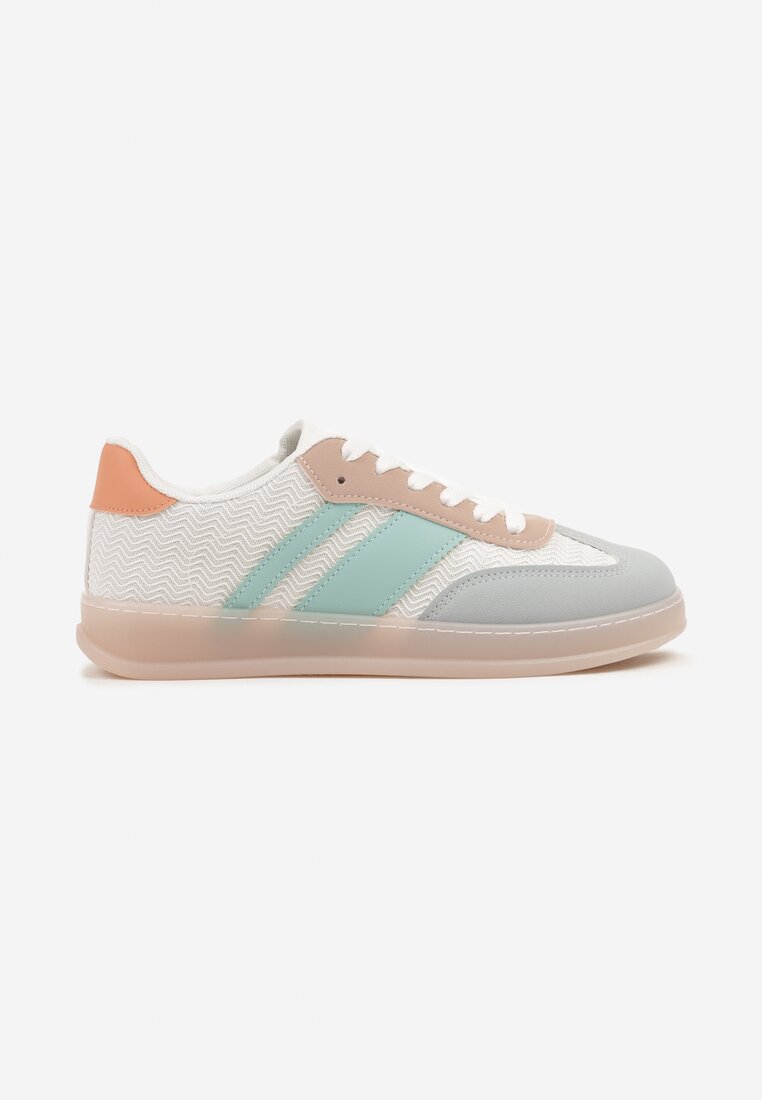 Biało-Niebieskie Sneakersy Tenisówki z Geometrycznym Wzorem Eleamila