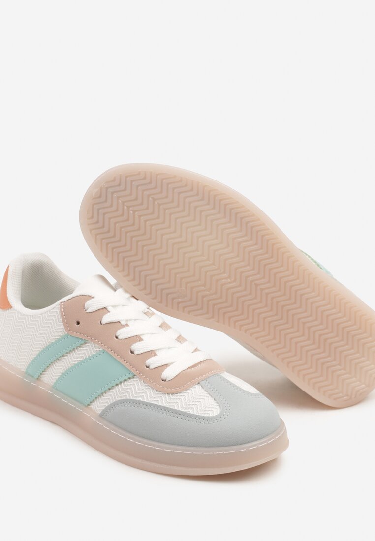 Biało-Niebieskie Sneakersy Tenisówki z Geometrycznym Wzorem Eleamila