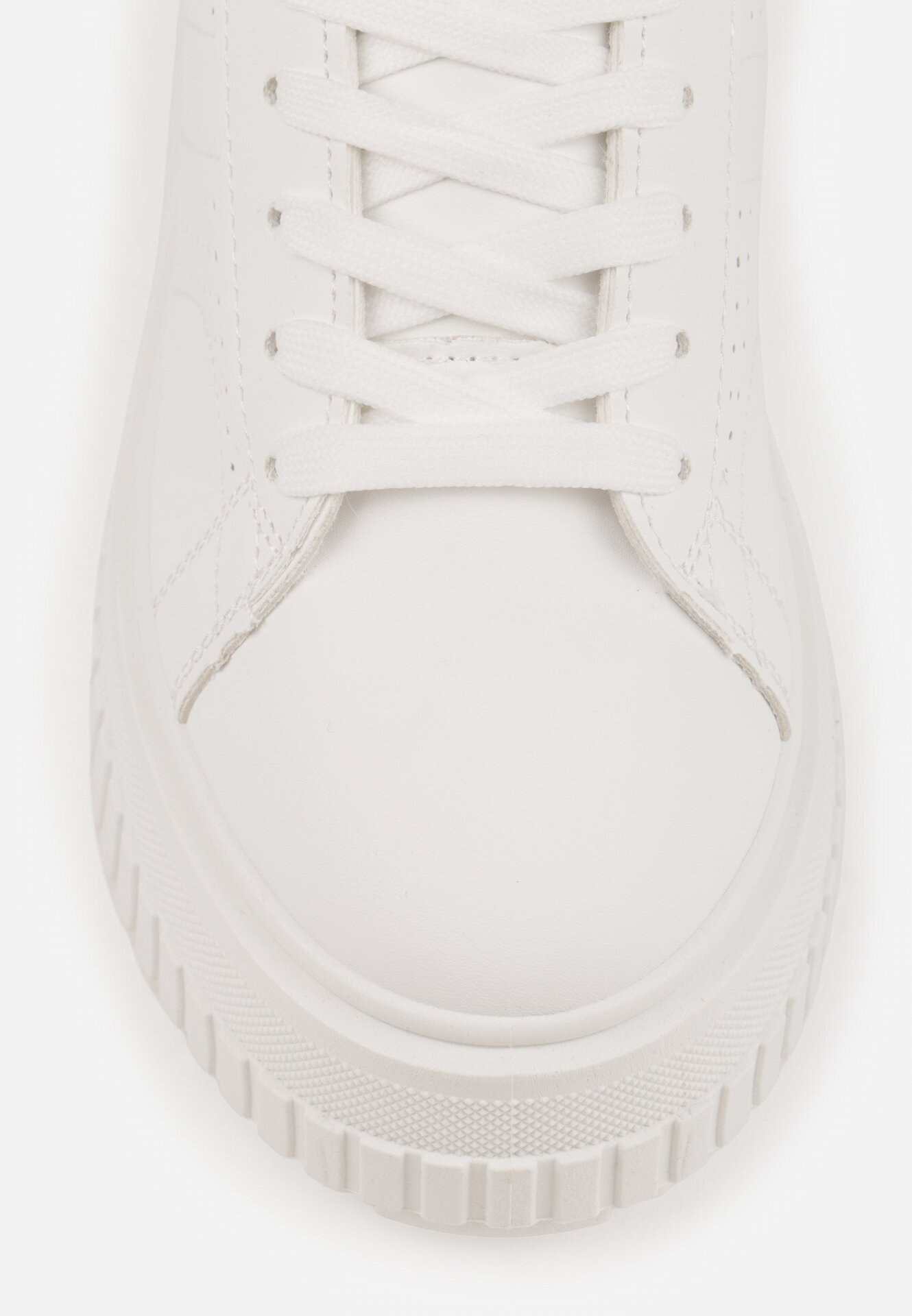 Białe Sneakersy na Grubej Podeszwie z Perforacją Eleadrelle