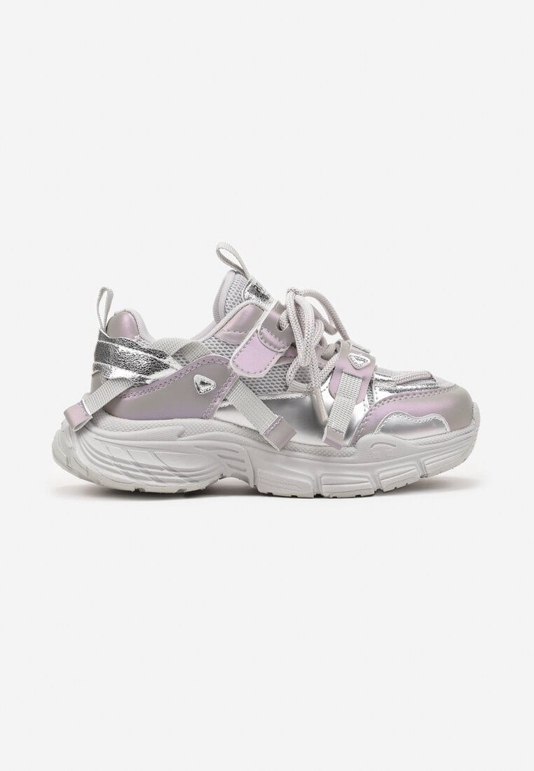 Fioletowe Buty Sportowe Sneakersy na Grubej Podeszwie z Napisem Emresia