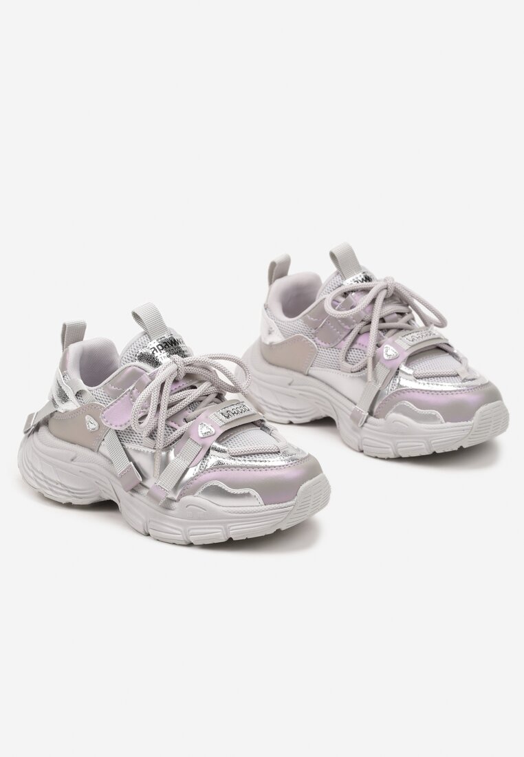 Fioletowe Buty Sportowe Sneakersy na Grubej Podeszwie z Napisem Emresia