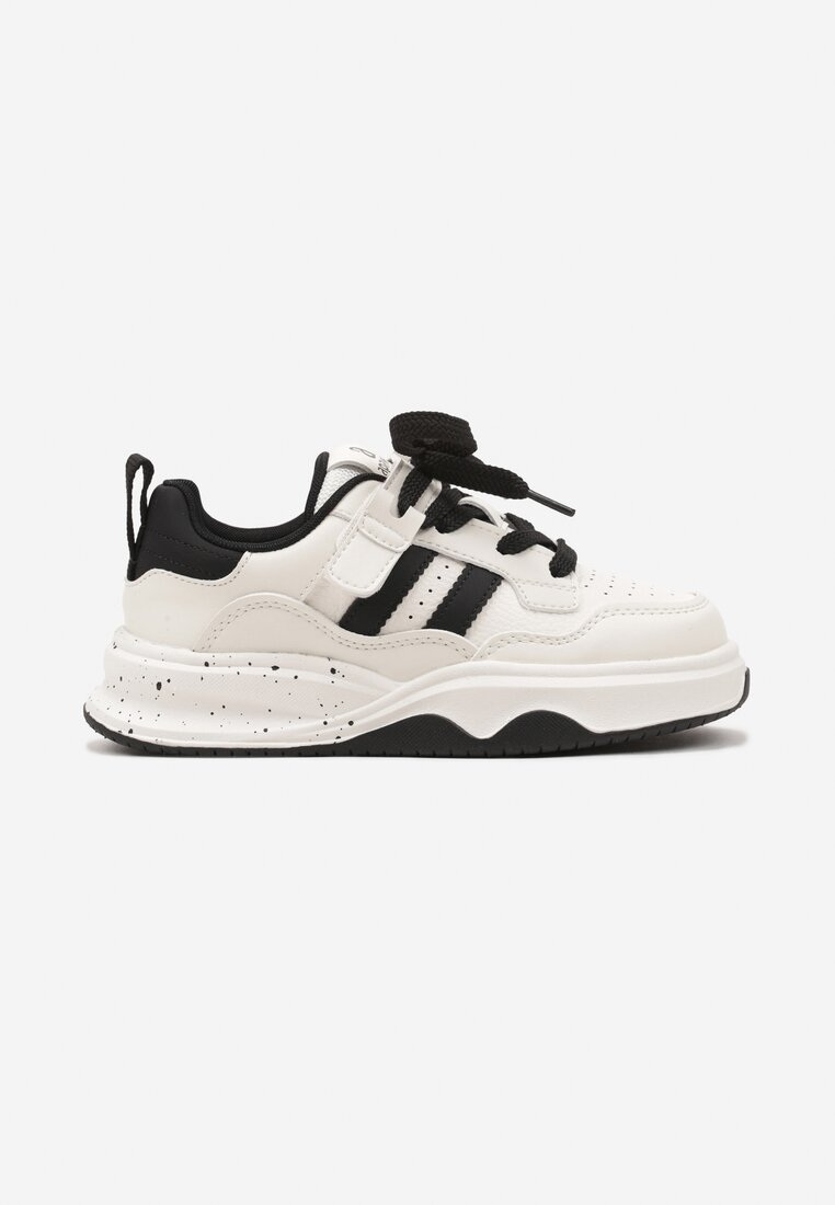 Beżowo-Czarne Buty Sportowe Sneakersy na Platformie z Paskami Grelresil