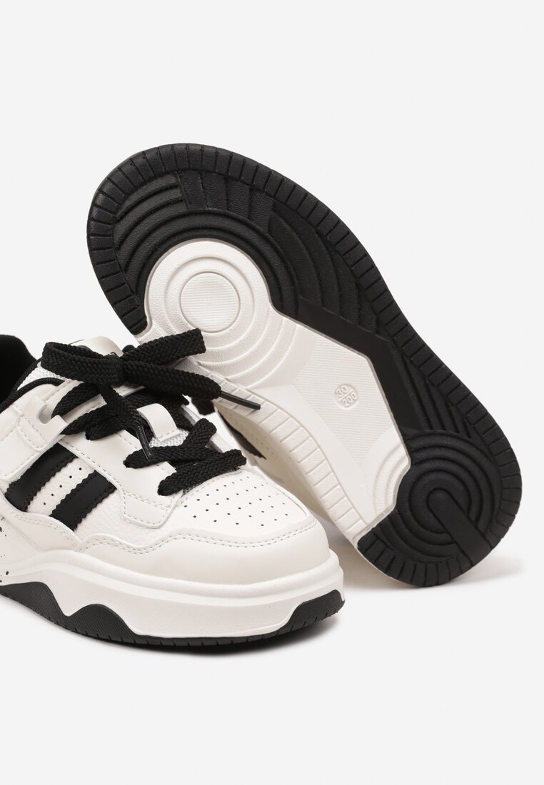 Beżowo-Czarne Buty Sportowe Sneakersy na Platformie z Paskami Grelresil