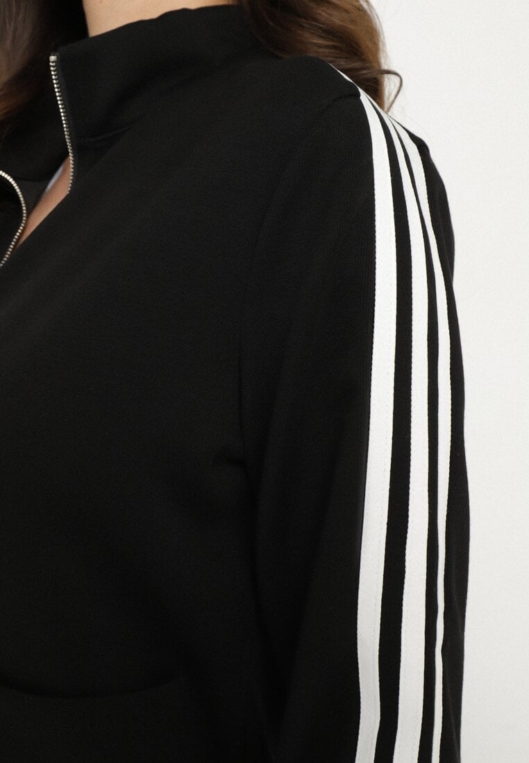 Czarna Bluza z Wiskozą i Ozdobnymi Paskami Feneritia