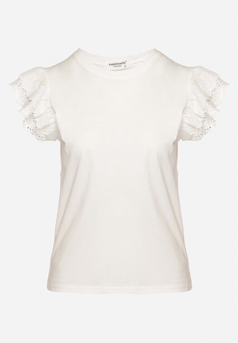 Biała Bawełniana Bluzka Ozdobiona Haftem Tulreti