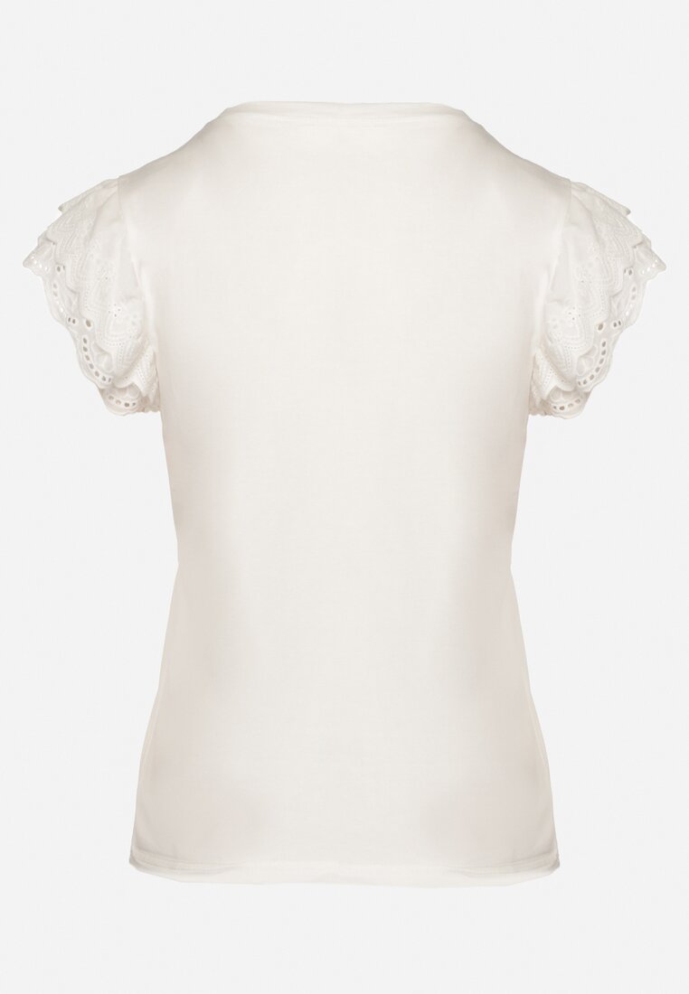 Biała Bawełniana Bluzka Ozdobiona Haftem Tulreti